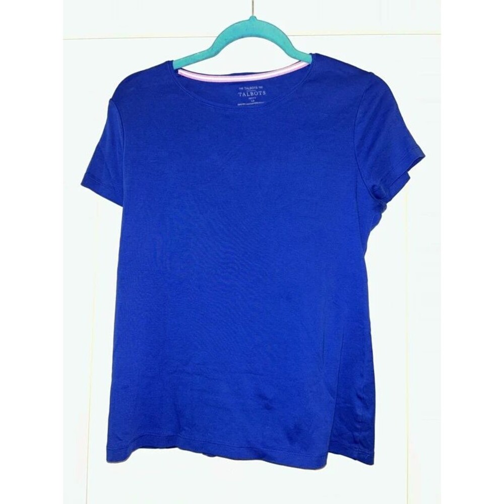 Talbots blue short sleeve basic pima cotton tee shirt LP